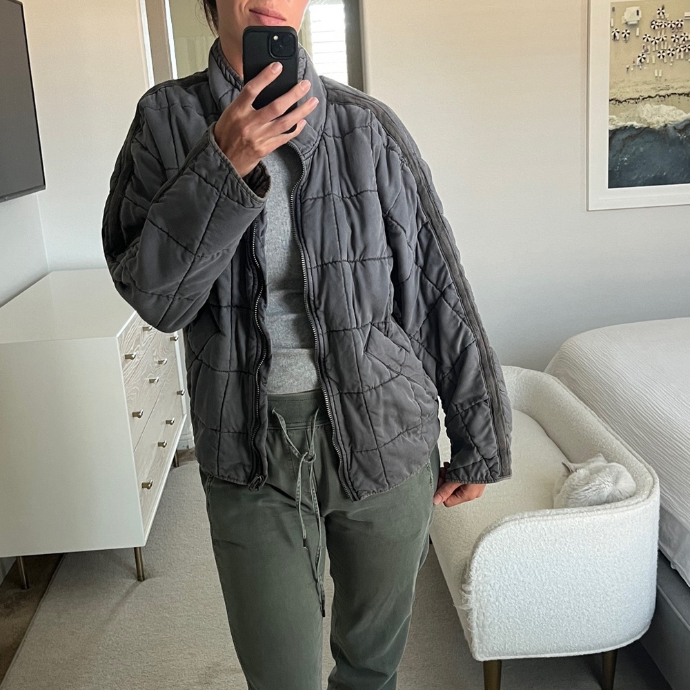 Free People Gray Quilted Jacket